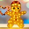 Delightful Light Up Gingerbread Man Couple with Heart-Shaped Candy Cane 32"H